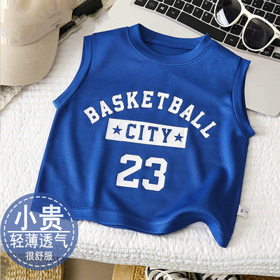 儿童无袖背心夏季男童网眼速干T恤薄款休闲中大童跨栏打底上衣潮
