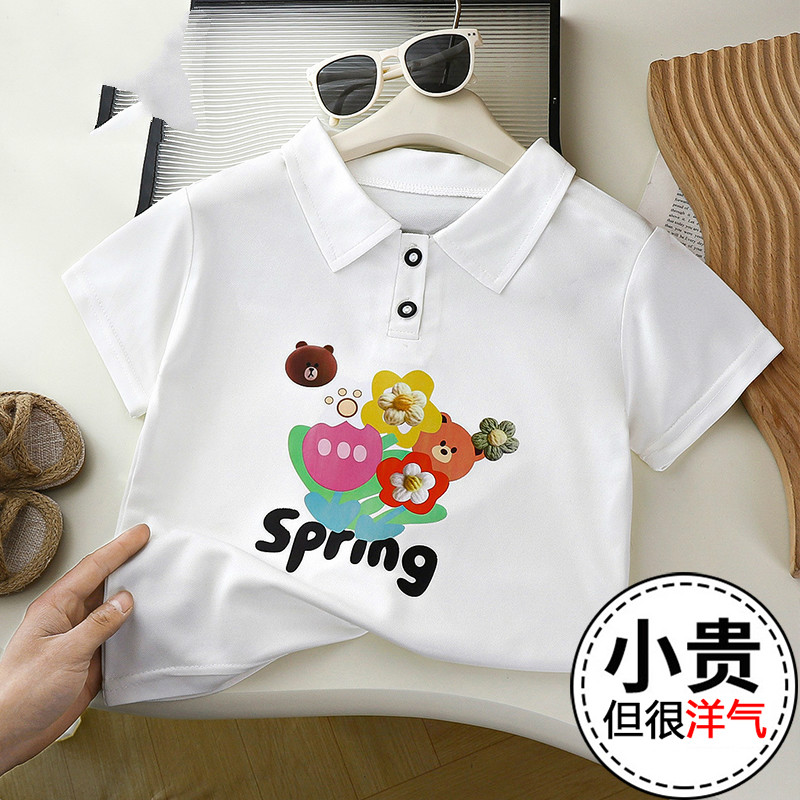 儿童短袖polo衫夏季男童女童白色打底上衣薄款宝宝t恤休闲学院风
