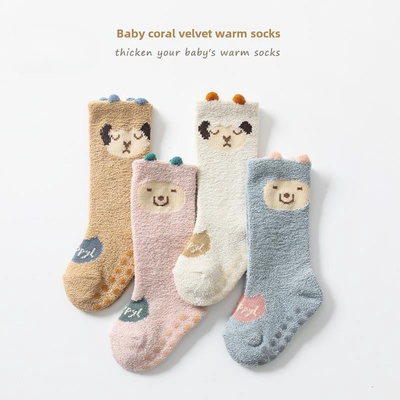新生婴儿袜子2秋冬风格羊毛衬里和加厚到Heattech 0-3个月1婴儿无