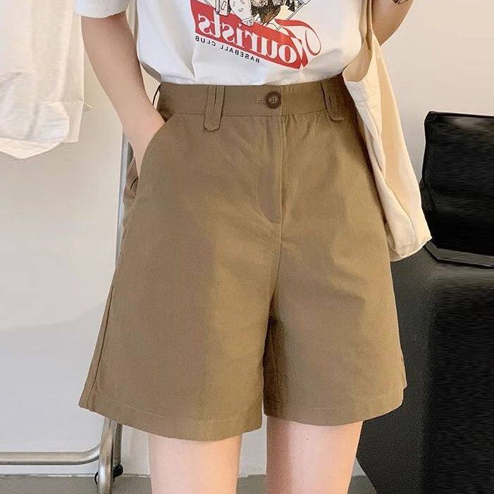 高腰短裤女新款夏季纯棉透气外穿直筒裤子宽松休闲西装阔腿五分裤