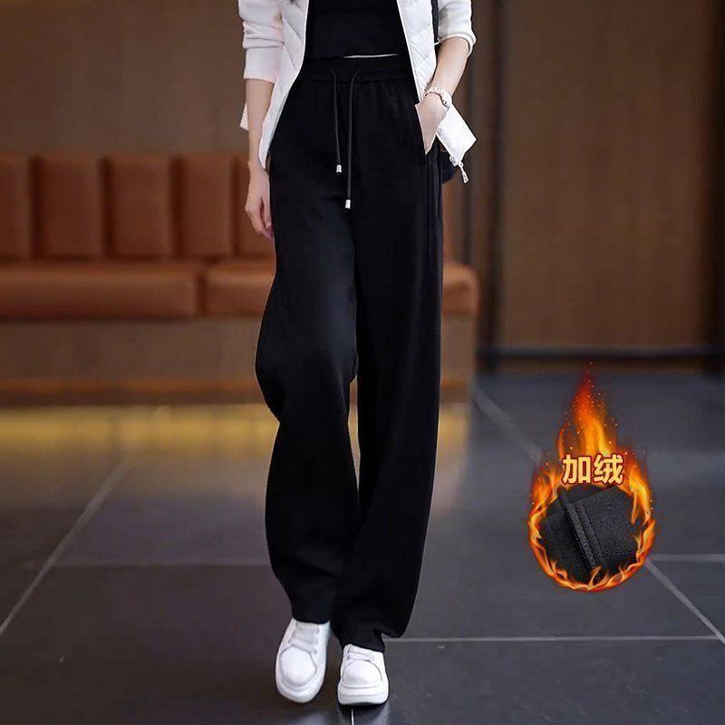 宽松弯刀裤高腰阔腿裤女2025新款秋冬季香蕉裤加绒休闲裤运动卫裤
