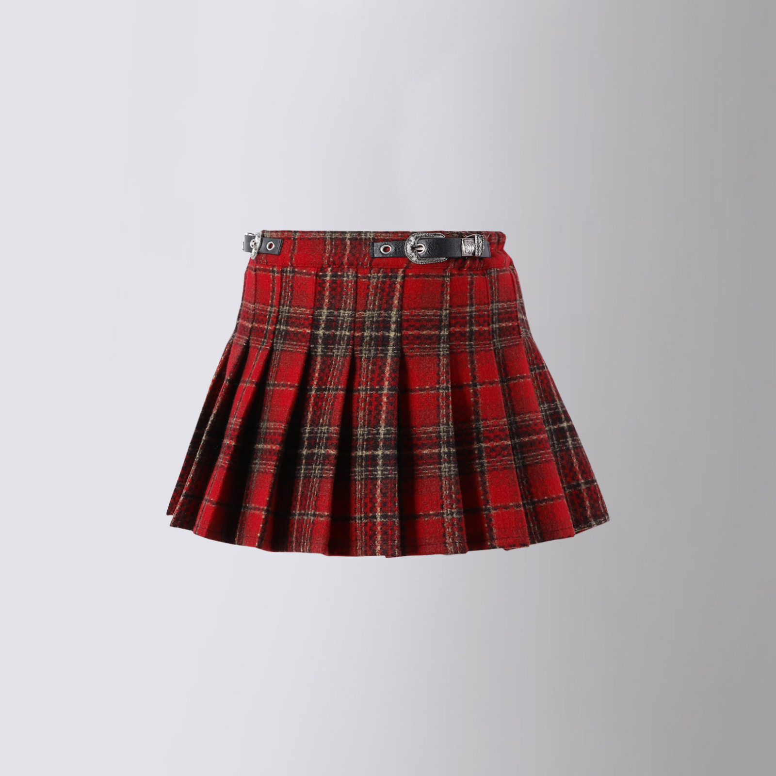 格纹百褶半身裙女童秋冬a字高腰设计感小众裙子儿童圣诞毛呢裙裤9