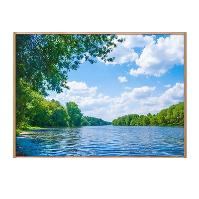 现货速发风景画湖泊青山绿水装饰画湖水树林森林挂画蓝天白云壁画
