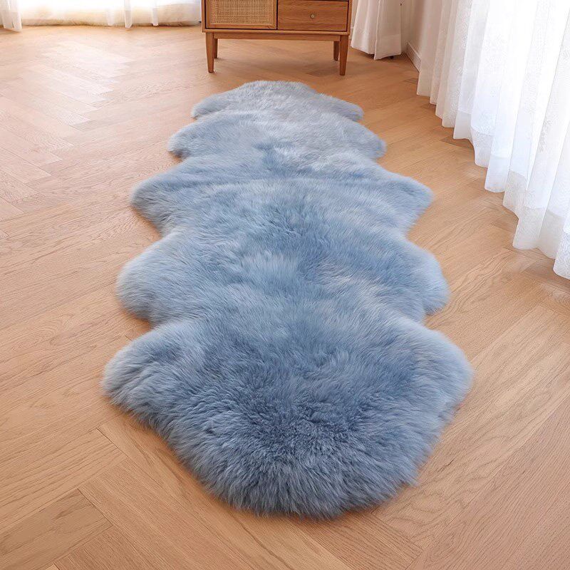 速发欧式纯椭圆地毯纯色皮一体飘窗垫床边卧室客厅台长毛地
