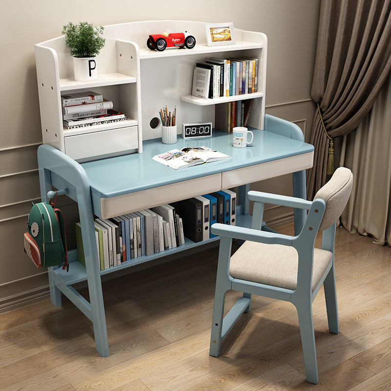 速发实木书桌书桌组合一体家学小户型桌生写字用儿童学习桌椅子可