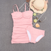 防晒休闲季 褶皱遮肚士分体夏 假游 时尚 速发小可折扣度