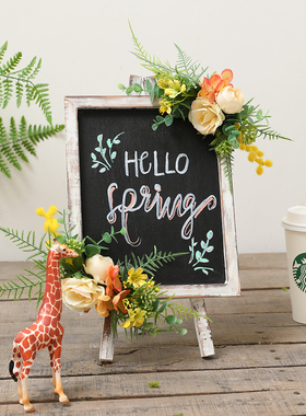 速发复古木制黑板摆件户外庭院布饰幼儿园台舞阅读装置植物角环创