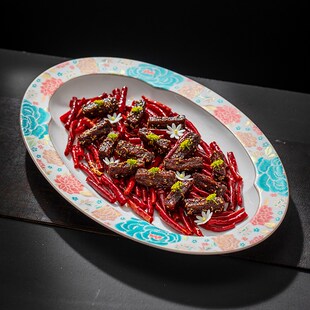 速发中式刺菜高盘商用鱼端意境绣私房菜专用特色菜盘子浅盘酒店餐