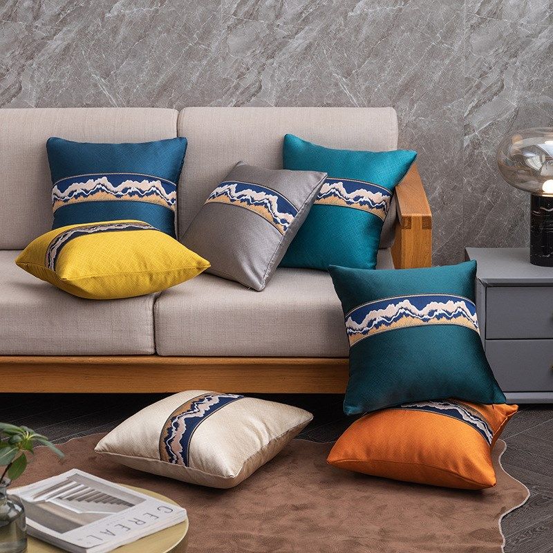 速发新抱式提花织带沙发中枕背客厅简约轻奢抱枕套花边刺绣护腰