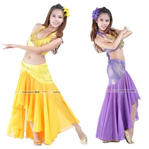 速发肚皮舞演 服装新款练习 表演演出服尾孔雀上衣+性感鱼出裙