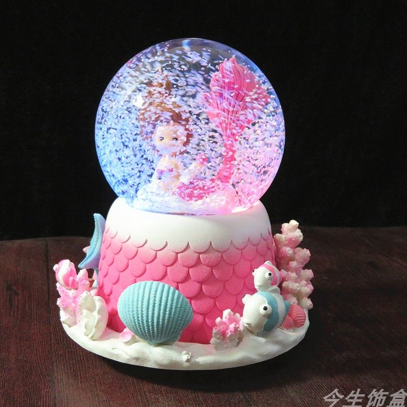 MERMAID SPINNING SNOW CRYSTAL BALL MUSIC BOX MUSIC BOX GIFT ORNAMENT GIRLFRIEND PRINCESS GIRL BIRTHDAY GIFT