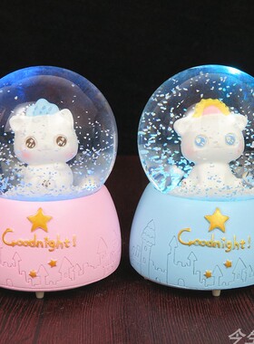晚安喵喵猫咪卡通风公主水晶球