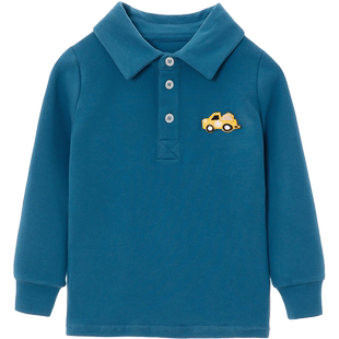 宝宝polo衫儿童长袖t恤翻领春秋纯棉中大童上衣白色带领打底衫厚