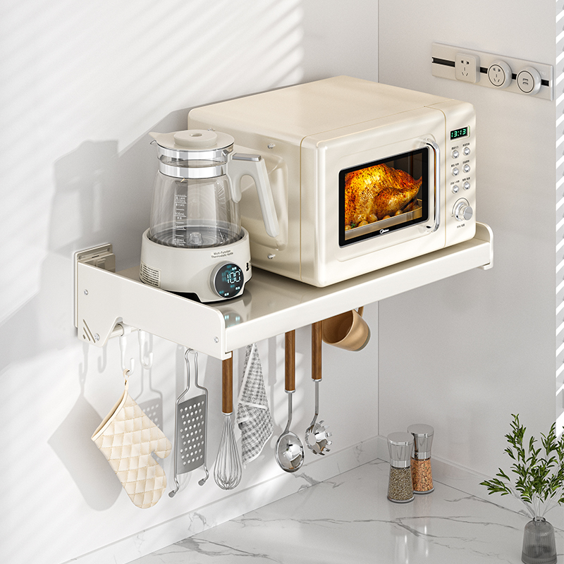 微波炉架子置物架壁挂式厨房调料品置物架家用多功能放烤箱收纳层