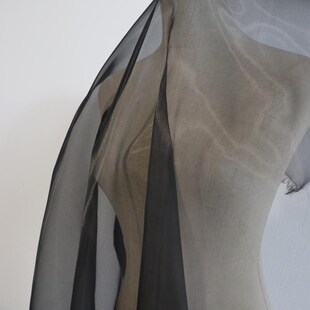 速发黑闪水晶纱加密硬挺半纱明水光透色光泽纱设计师网纱布面