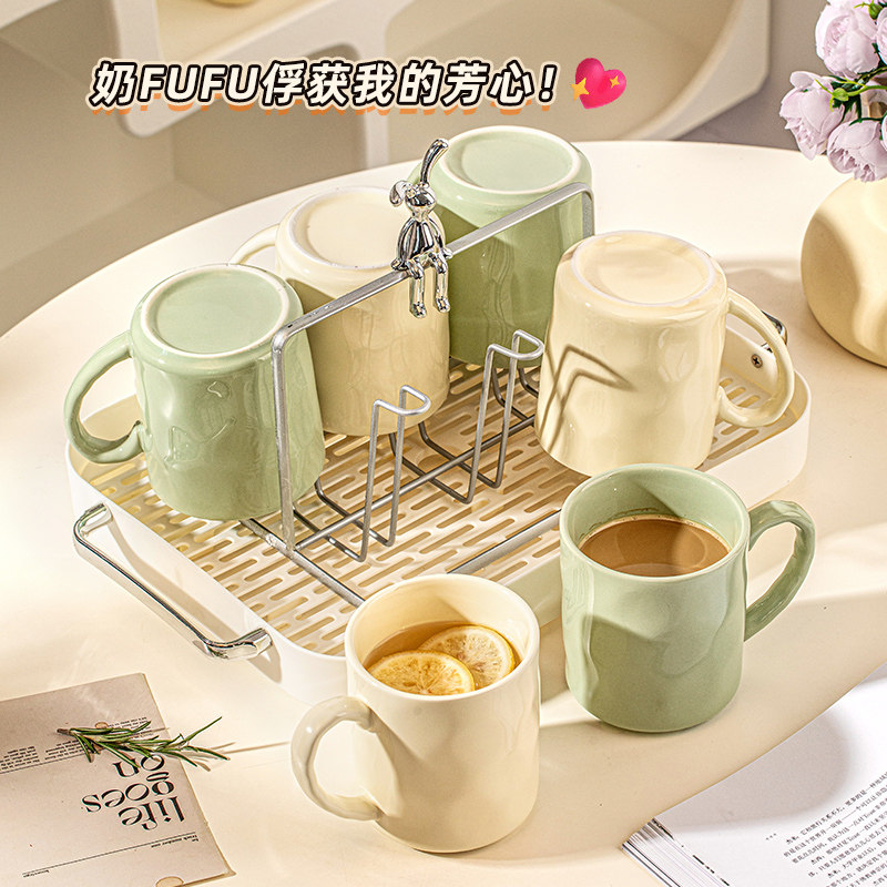 速发奶套杯套装家用20套新款客厅杯具陶瓷高颜值水具油装杯子2装