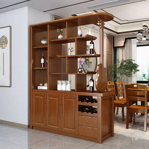 速发客厅隔断柜进门玄关双面储物柜实木酒柜中式间厅柜门厅鞋柜带