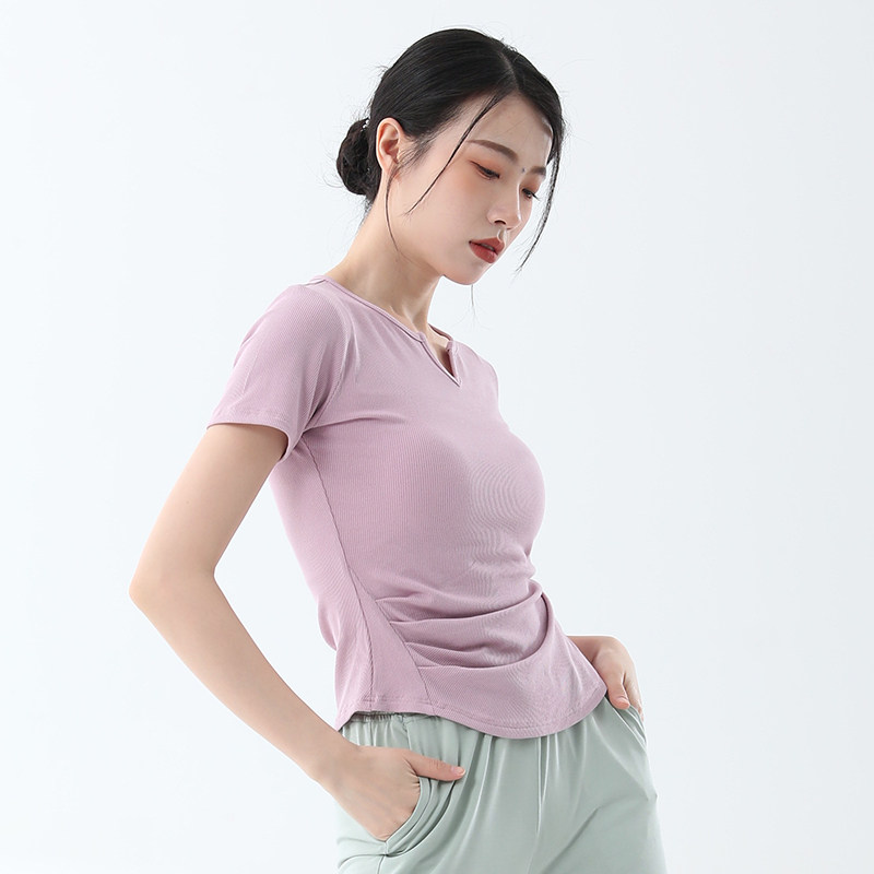 速发瑜伽服上衣速干运动t恤跑步业身专健新练202训款夏
