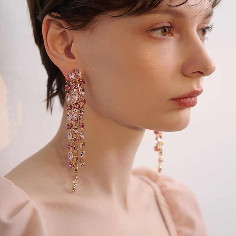 苏心前后双戴幻夜流苏耳环