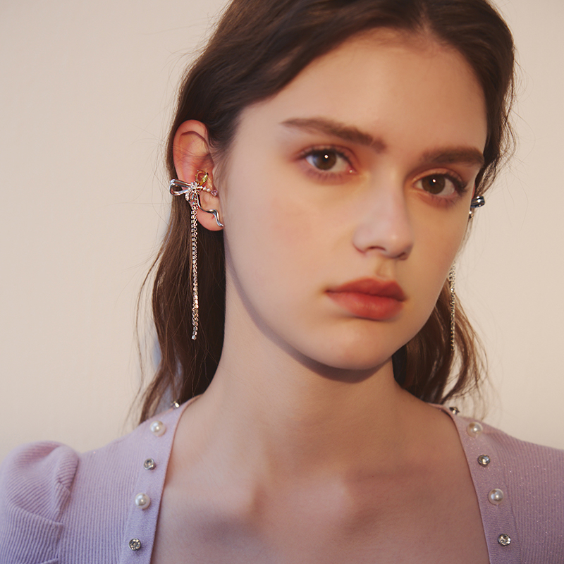 苏心蝴蝶流苏耳夹无耳洞女高级感轻奢耳骨夹长款新娘精灵耳饰夸张