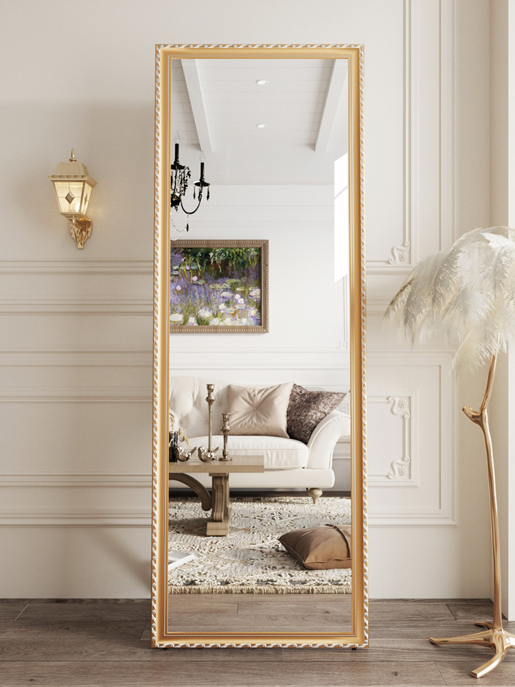 欧式复古雕花穿衣镜全身镜子实木立式试衣镜卧室服装店装饰落地镜