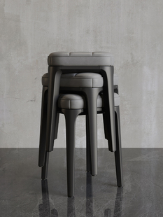 客厅塑料餐桌椅子高板凳 餐椅家用加厚 轻奢可叠放软包凳子2023新款