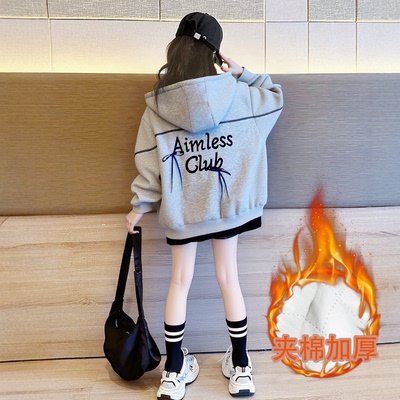 女童夹棉加厚外套2025冬季新款