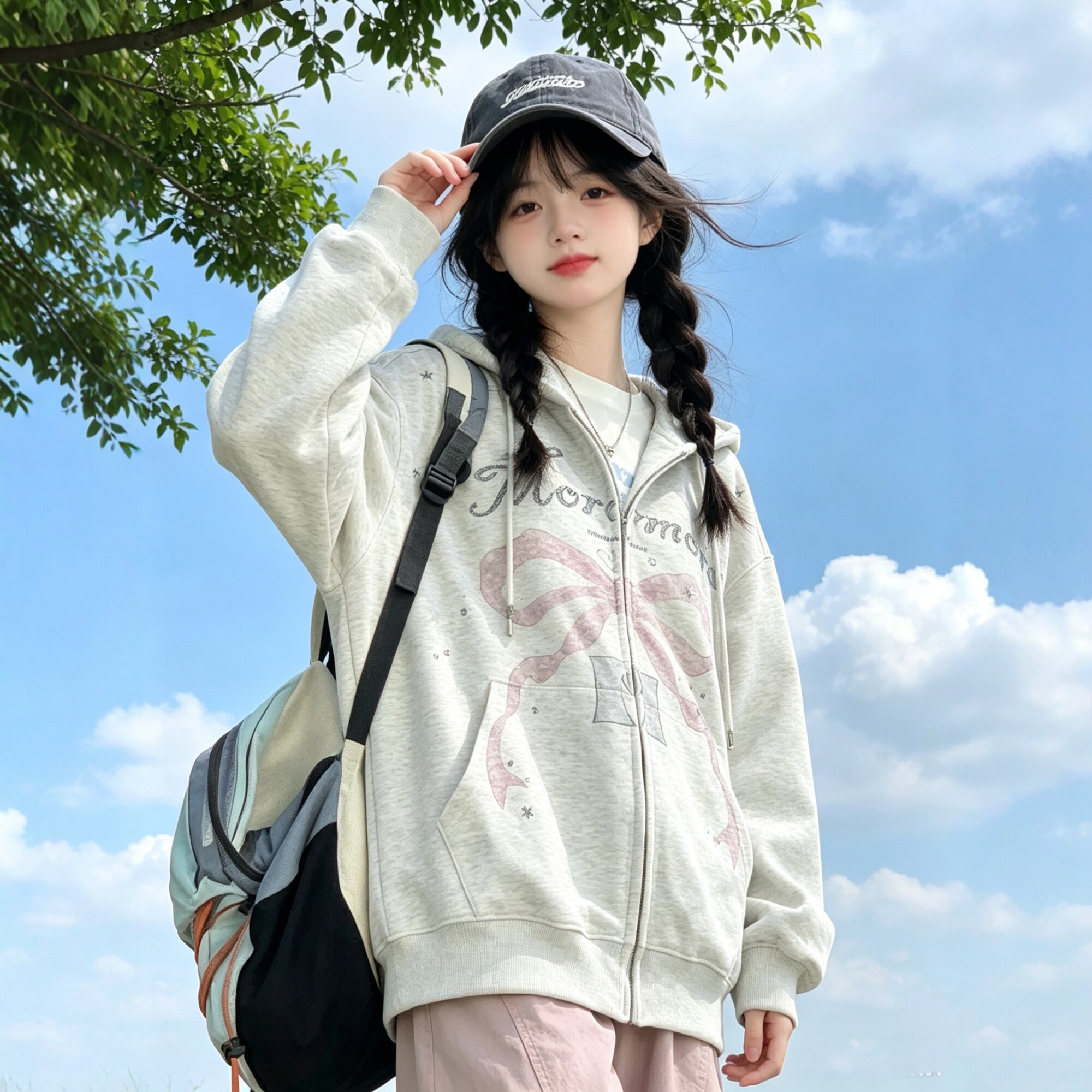 女童连帽卡通印花外套2016春秋新款洋气中大儿童拉链开衫学生卫衣