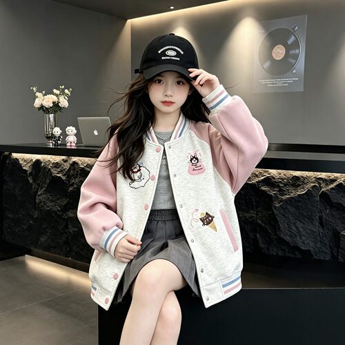 甜美可爱女童春秋棒球服外套