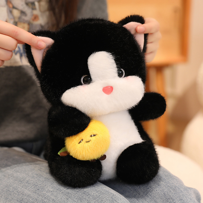 柠檬猫咪玩偶睡觉抱枕床上陪睡女