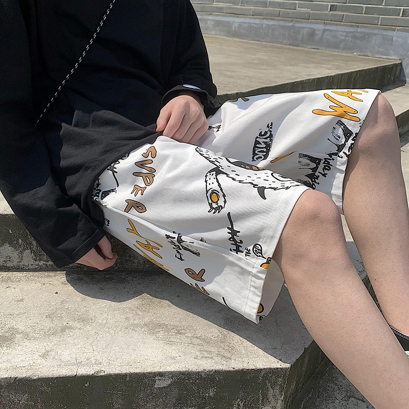 港风卡通裤子男五分裤运动宽松沙滩裤大裤衩夏季DK77-P35,男装休闲裤,四季星座221-7