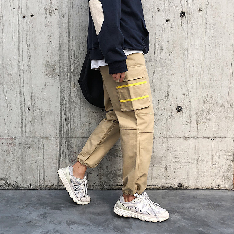 港风青春流行运动宽松休闲潮牌工装裤男潮流九分裤K1868-P45,男装休闲裤,四季星座221-7