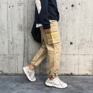 港风青春流行运动宽松休闲潮牌工装裤男潮流九分裤K1868-P45图片