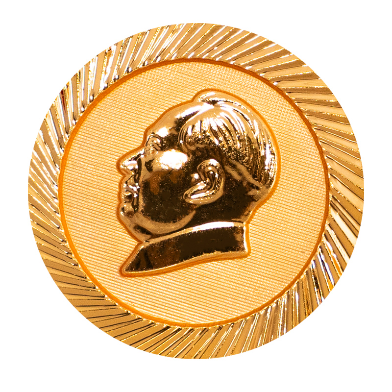 毛主席头像胸章红旅故都黄铜