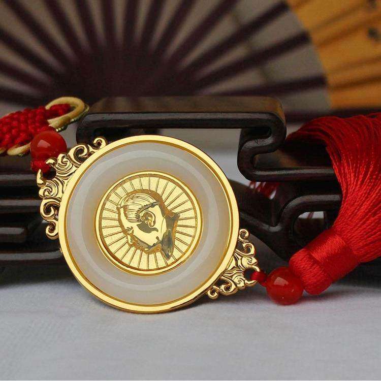 特色手工中国结毛主席汽车挂件 毛泽东金镶玉汽车用品 工艺饰品