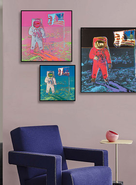 安迪沃霍尔AndyWarhol作品装饰画客厅美国宇航员登月波普艺术挂画