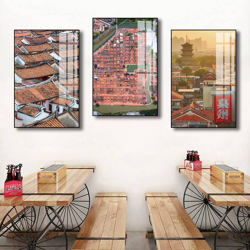 福建厦门泉州闽南特色建筑客厅装饰画饭店餐厅文化墙简约风景挂画
