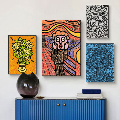 潮流客厅卧室波普风挂画抽象涂鸦