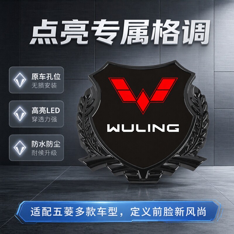 五菱星光L730宏光S1尊享S3中网标灯前杠前机盖日行灯氛围灯装饰灯图片