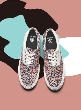 清仓特惠BLESS SHOE LEOPARD 夏季低帮豹纹拼色 帆布鞋滑板男女款