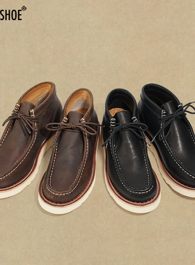 BLESS SHOE Wallabee Boots疯马牛皮工装靴固特异工艺袋鼠鞋男靴