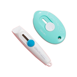 得力美工刀小号美术开箱器拆快递割包裹神器考研专用小型小刀迷你学生可爱刀片手工裁纸刀钥匙扣随身便携批发