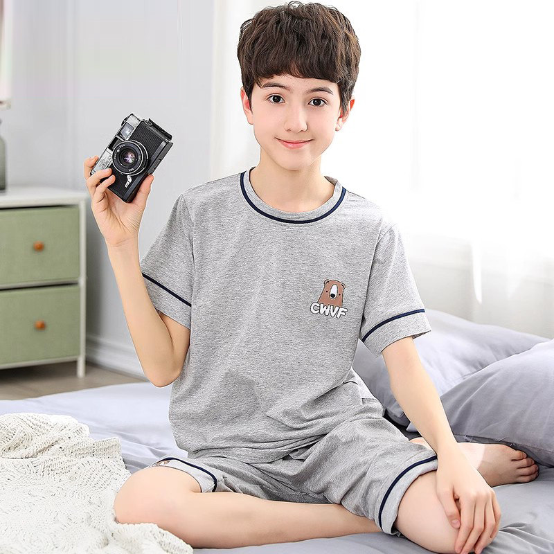 儿童睡衣男童春秋纯棉夏季薄款中大童男孩短袖家居服空调服