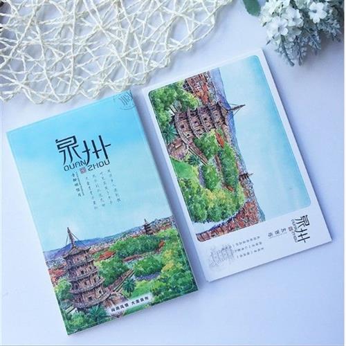 速发泉州城市风景景艺手绘明信片风文区特色旅纪商务礼游念品礼物