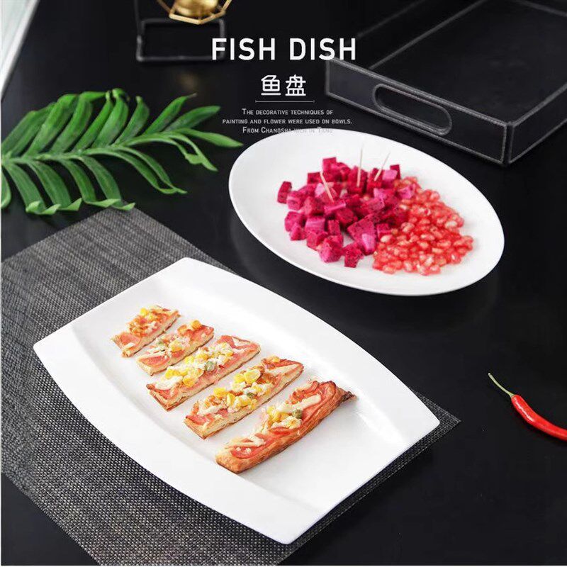 速发景餐镇骨瓷德具 酒店摆台家用盘子瓷白骨纯鱼盘 礼品用瓷logo