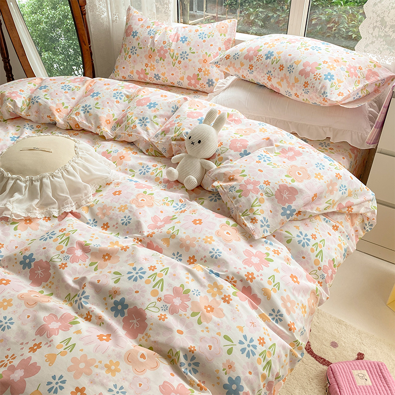 速发小花0棉单件纯单被罩150x200棉双人200x2全褥子三件套4