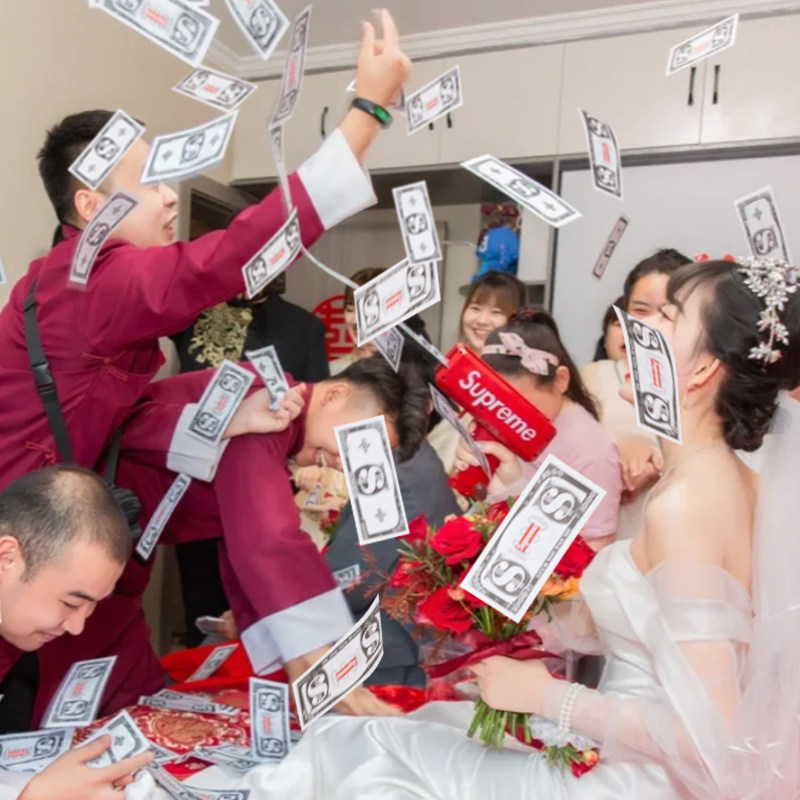 速发伴道接子娘具创意喷钱枪筷亲夹钞票结婚拍照婚礼新郎堵门整蛊