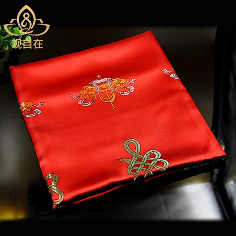 速发批量发加厚西藏民缘丝绸绣花八道祥哈达结族送礼舞蹈吉具