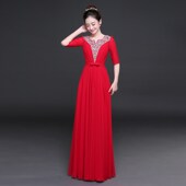 速发鲁克熊新款 主持人成 合唱团大合唱表出服长裙礼人演演服装
