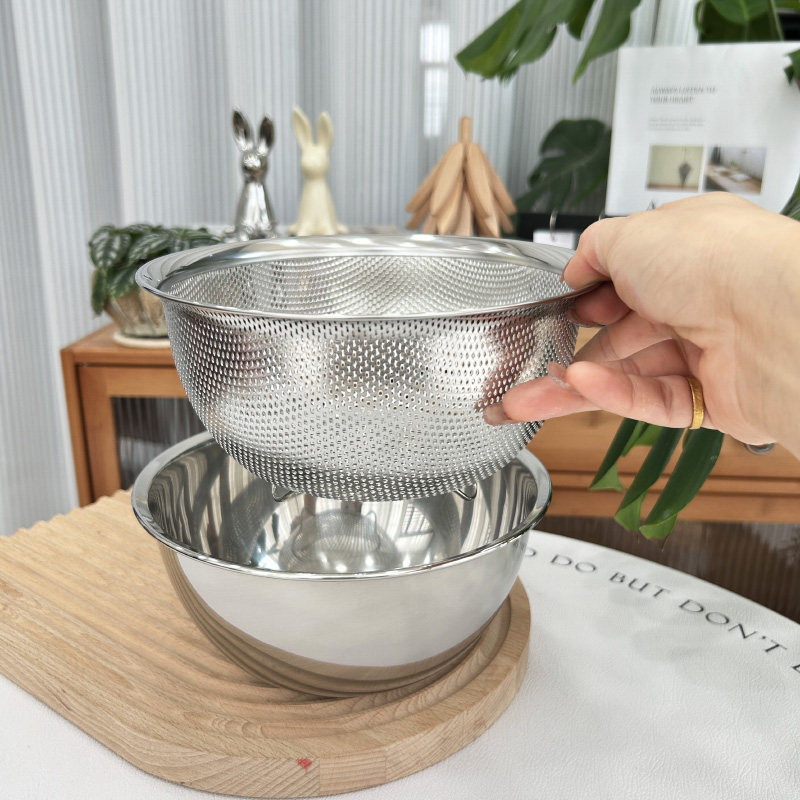 速发304不锈钢水果洗菜盆漏篮沥水篮打蛋和面烹饪烘培盆料理盆
